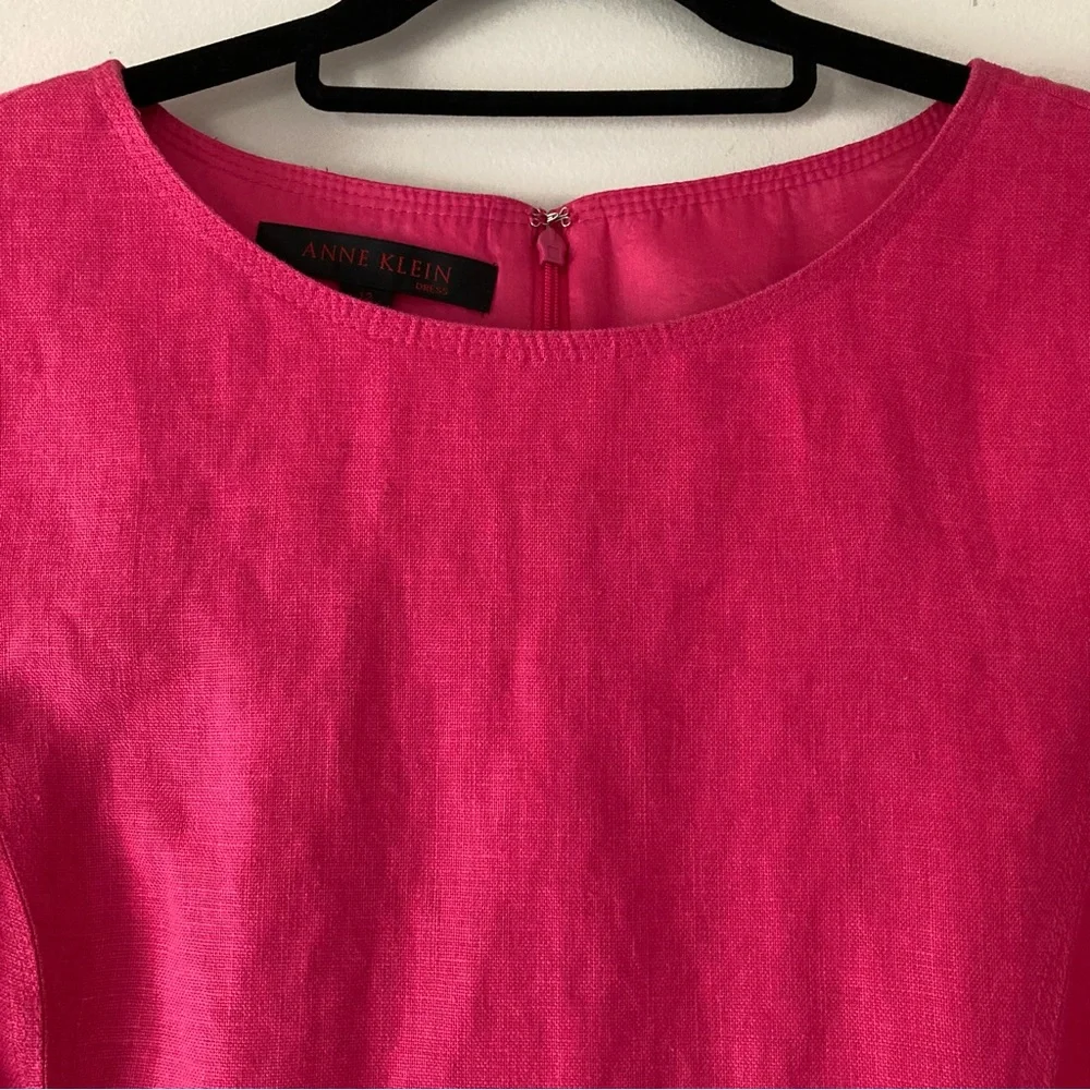 Anne Klein Dress Pink Linen Sheath Dress - Picture 2 of 8